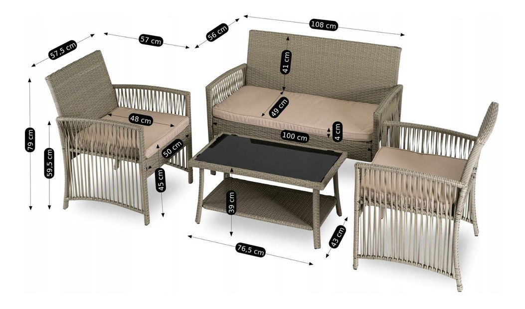 Zahradní set Frutos (šedá + béžová) (pro 4 osoby) *výprodej