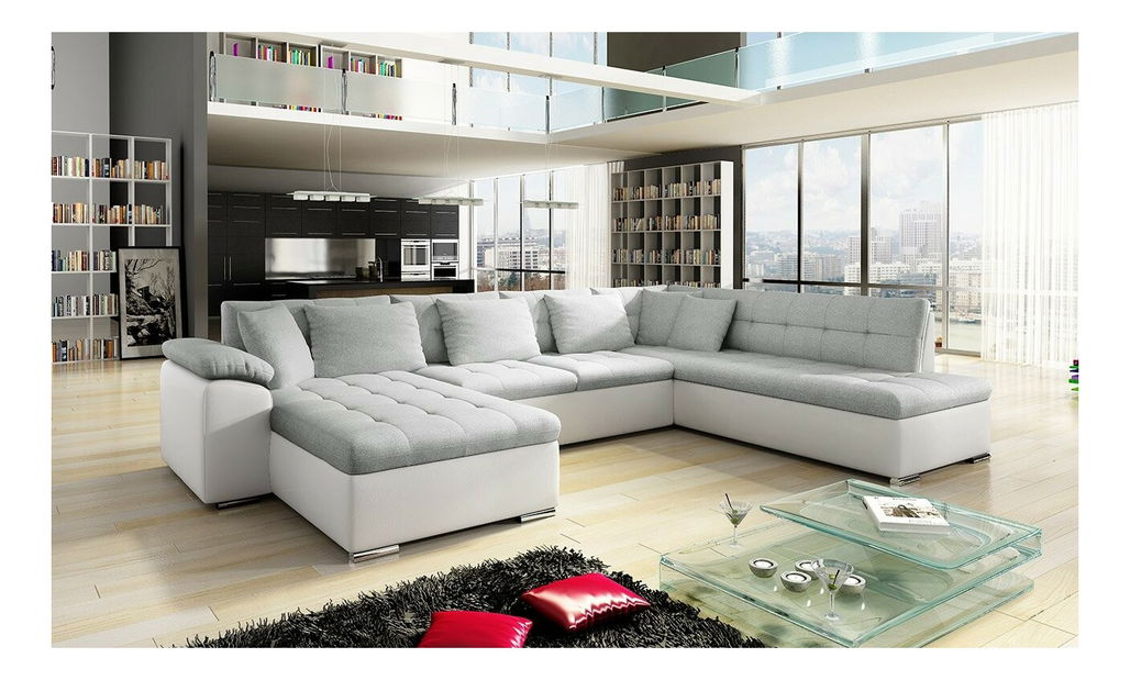 Rohová sedačka U Talina s funkcí spaní (L) (ekokůže Soft 011 + Majorka 03)