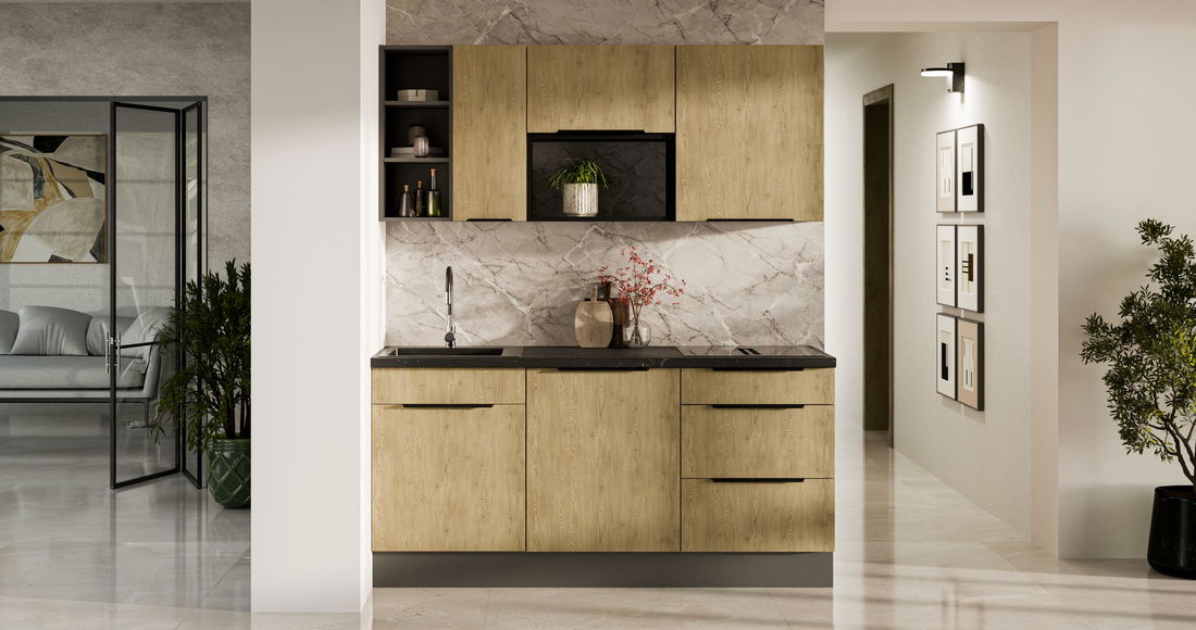 Kuchyně 180 cm Carminia 1 (dub cremona + antracit)