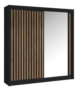 Šatní skříň LADLER (černá + dub CRAST)