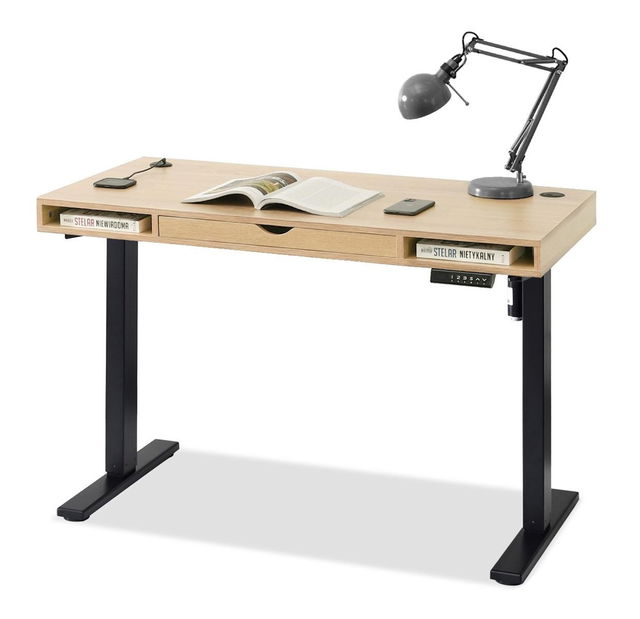 PC stolek Osto 120 (dub bílý + černá)