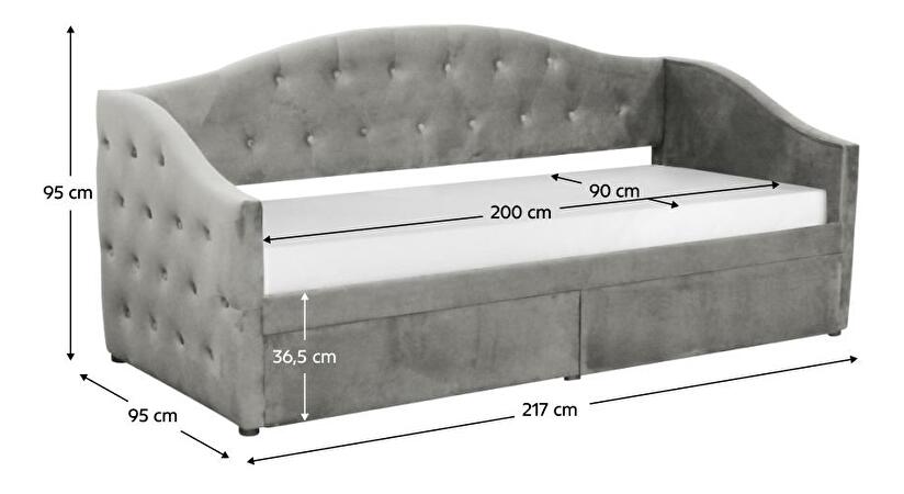 Jednolůžková postel (válenda) 90 cm Zonas (šedá) (s roštem) (s úl. prostorem)