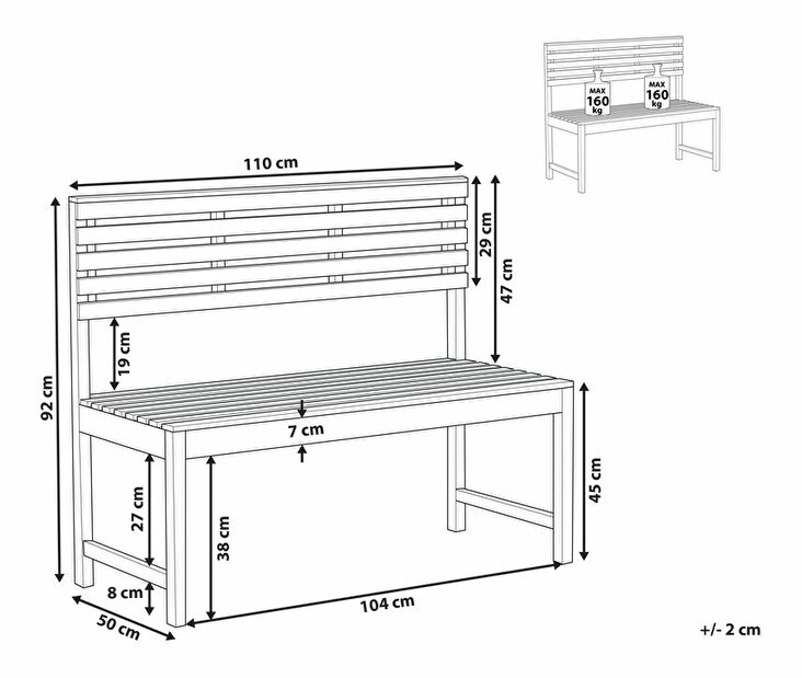 Zahradní lavice 110 cm Tammi (světlé dřevo)