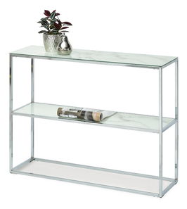 Konzolový stolek Bella Kons Bis (bílý mramor + chromová)