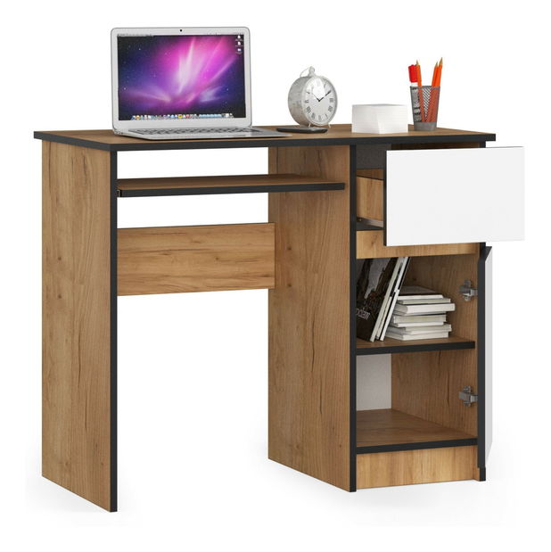 PC stolek Bhaskar (dub craft + bílá) (P)