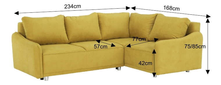 Rohová sedací souprava Lena (hořčicová) (P)