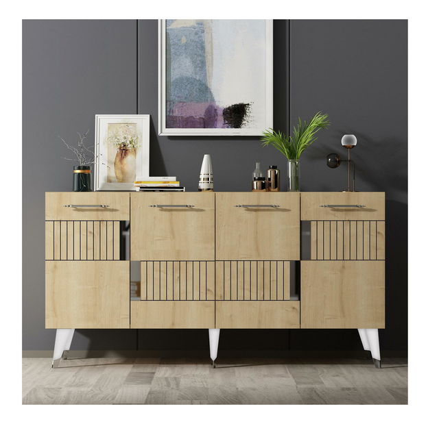 Skříňka Lotoka 1 (dub safírový + stříbrná)