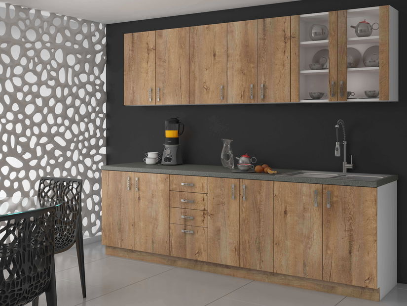 Dolní kuchyňská skříňka pod dřez Sylrona 80 ZL 2F BB (bílá + dub lefkas) *bazar