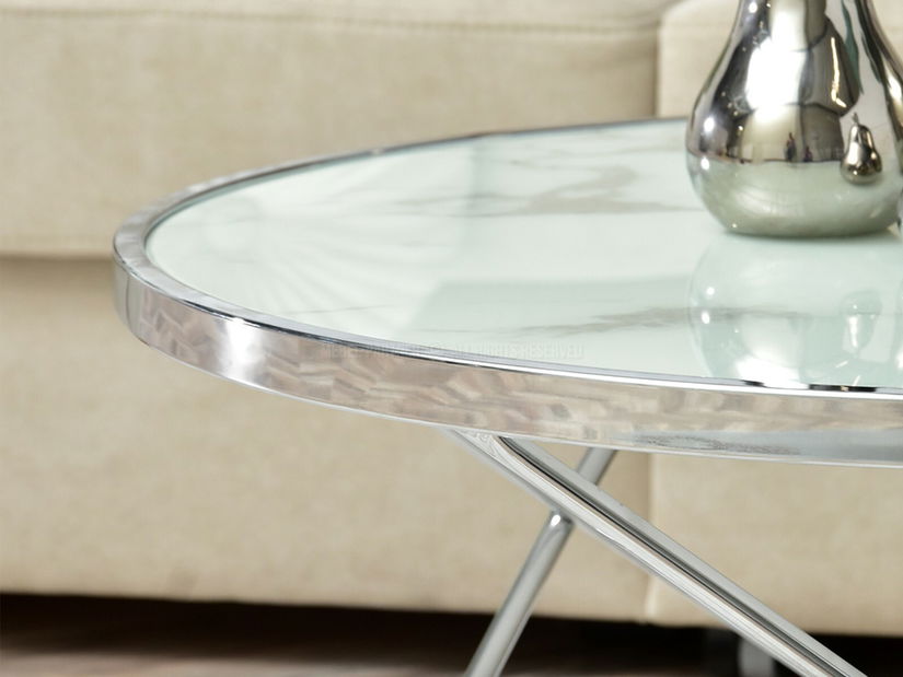 Konferenční stolek Armin Xl (bílý mramor + chromová)