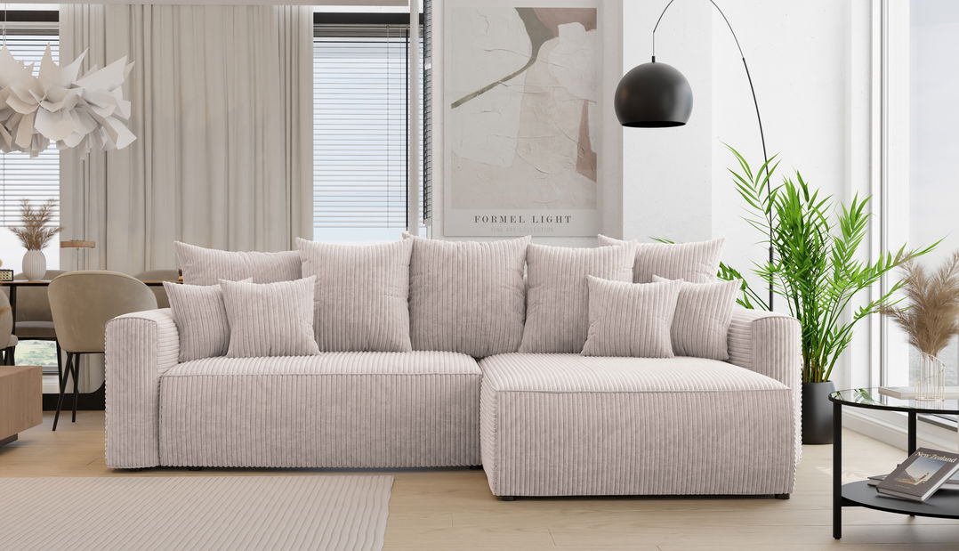 Rohová sedačka Baria (P) (mléčná)