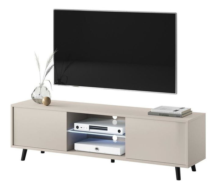 TV skříňka/stolek Leiros (s osvětlením) (sivobéžová + černá)