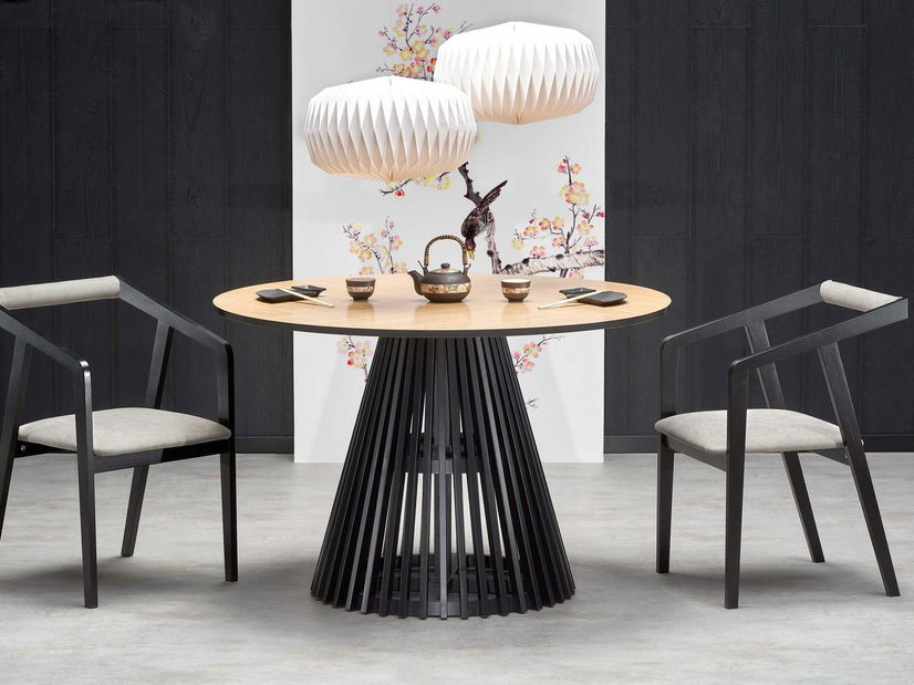 Jídelna Aspull 1 (dub přírodní + černá + šedohnědá)