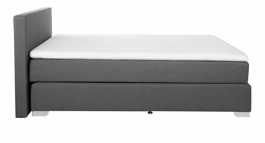 Boxspring postel 180 cm PRESS (polyester) (šedá) (s matrací a úložným prostorem)