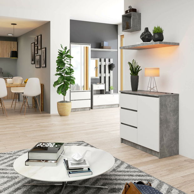 Komoda Komeito (beton + bílá)