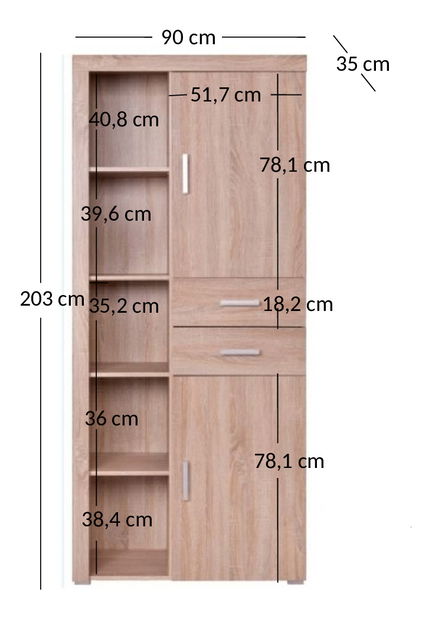 Regál Dalila 2D2S (dub sonoma)