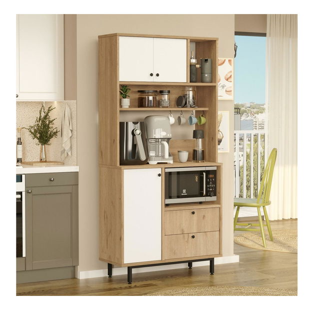 Policová skříň Rebutia 4 (dub + bílá)