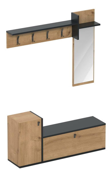  Předsíňová stěna Wisconsim (antracit + dub)