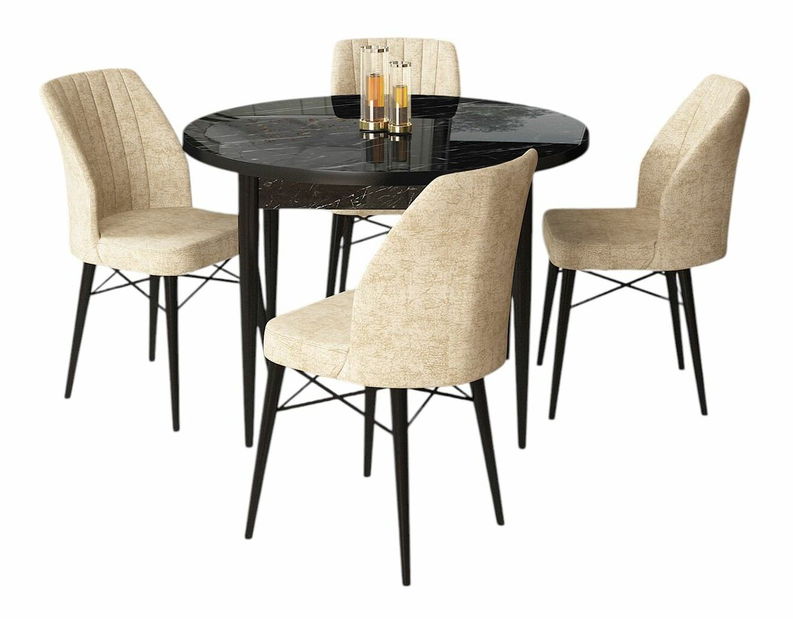 Jídelní set Roxie (ořech barokní + cappuccino) (pro 4 osoby)