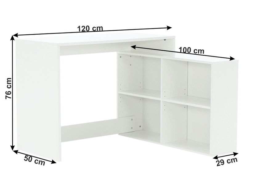 Rohový Pc stolek Kinsley (bílá)