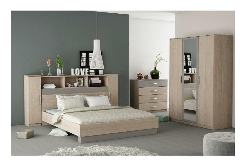 Šatní skříň Graphic (dub arizona + šedá)