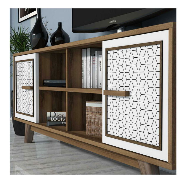 Obývací stěna Aysha (ořechová + bílá)