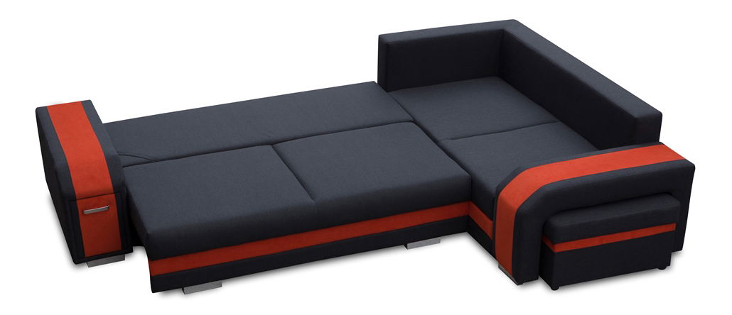 Rohová sedací souprava Asperata (světlešedá + černá) (P)