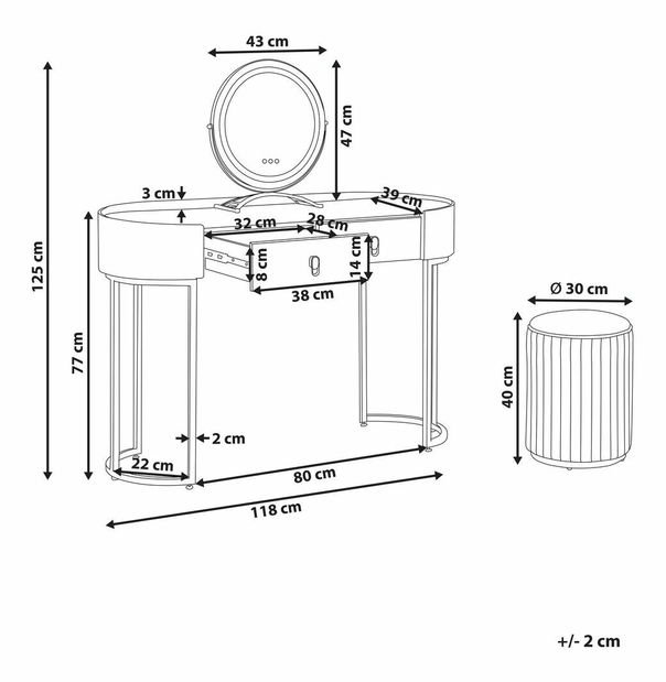 Toaletní stolek Viay (zelená)