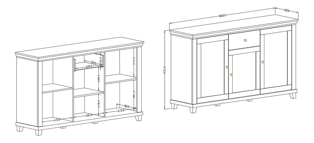 Komoda Elvina Typ 47 (bílá + jasan + dub lefkas)