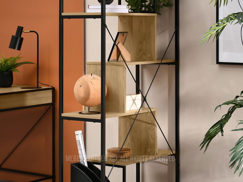 Regál Harp B (dub + černá)