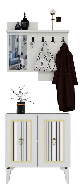 Předsíňová sestava Tideno (bílá + zlatá) *bazar
