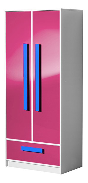 Šatní skříň Gullia 1 (růžová + modrá)