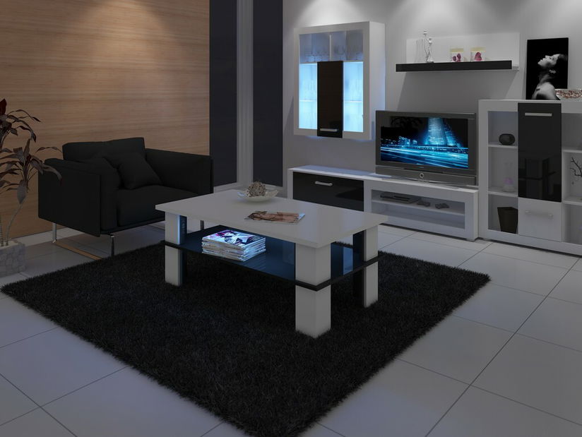 Konferenční stolek Fernhill 2 (bílá + lesk černý)