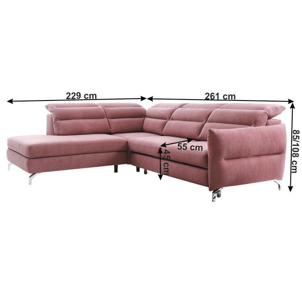 Rohová sedací souprava Garion (růžová) (L)