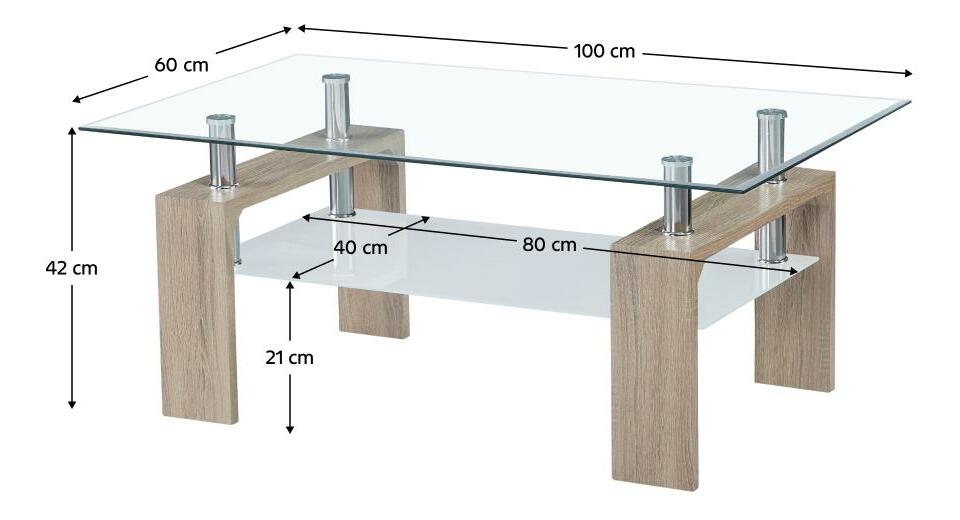 Konferenční stolek Lieberman (dub sonoma + sklo + mléčné sklo)