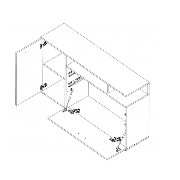 Komoda Ralano (vysoký lesk bílý + dub artisan)