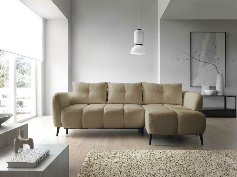 Rohová sedací souprava Odysea (P) (světlobéžová + černá)