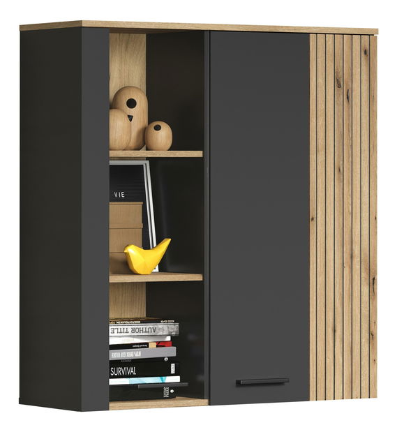 Závěsná vitrína Esferas (grafit + dub evoke)