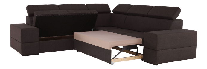 Rohová sedací souprava Mone (tmavohnědá) (L)