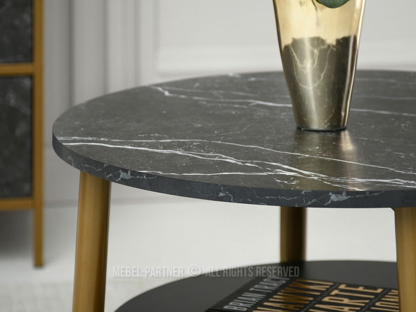 Konferenční stolek Randolf S (černý mramor + zlatá)