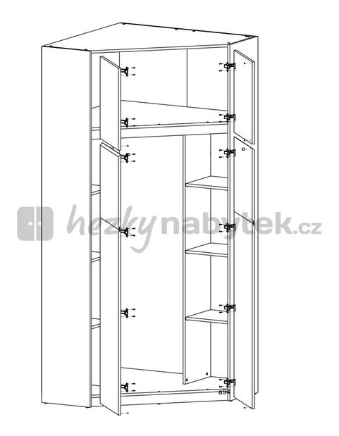Rohová šatní skříň BRW Moden SZFN2D