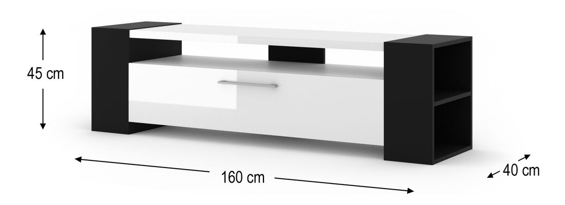 TV stolek/skříňka Liwi (černá + bílá lesklá)
