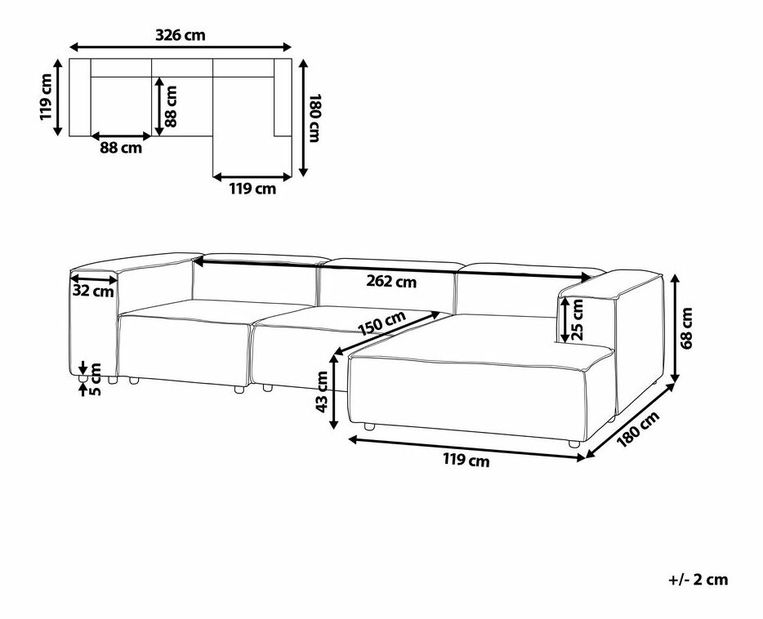 Rohová sedací souprava Afrika (hnědý manšestr) (L)
