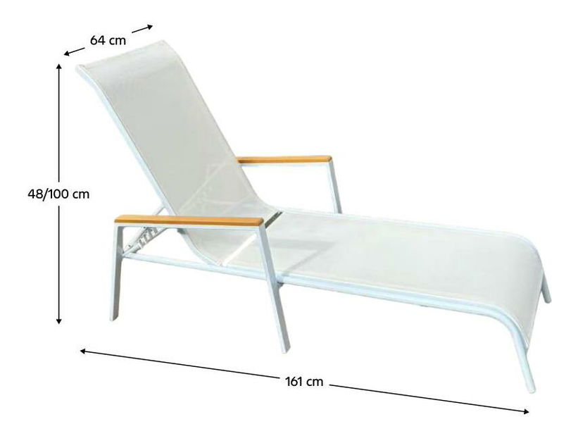 Zahradní lehátko Banto (bílá + dub) *bazar