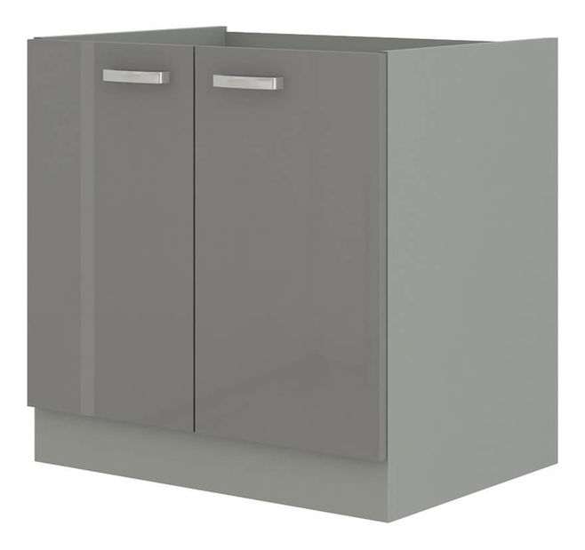 Dolní kuchyňská skříňka pod dřez Gonir 80 ZL 2F BB (šedá + šedá)