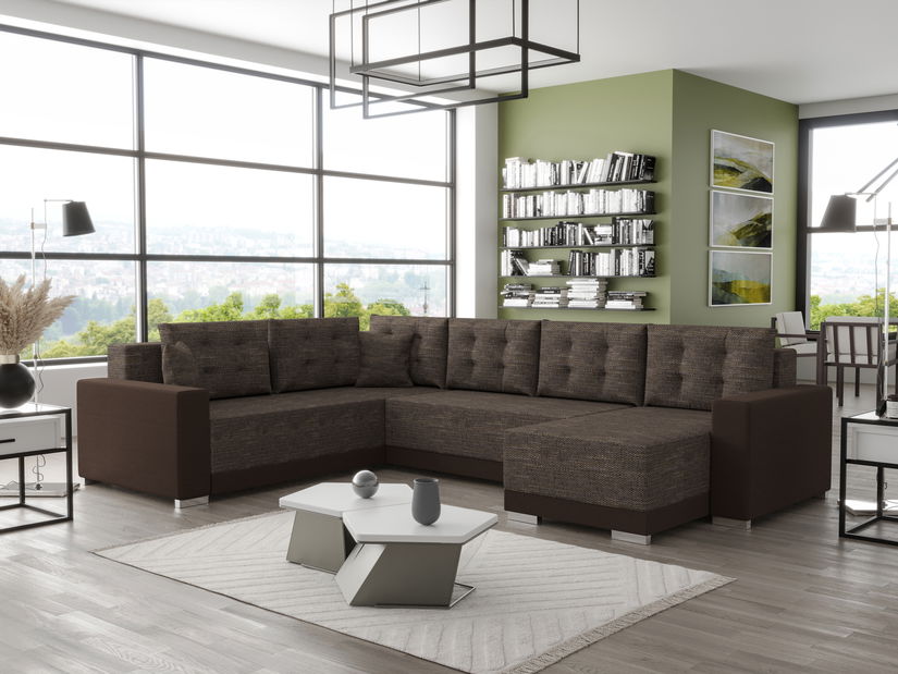 Rohová sedačka ve tvaru U Odyssey 3 (černá + šedočerná) (L)