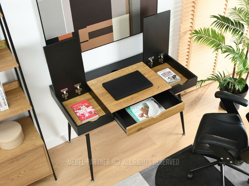 PC stolek Baiden (dub černý + černá)