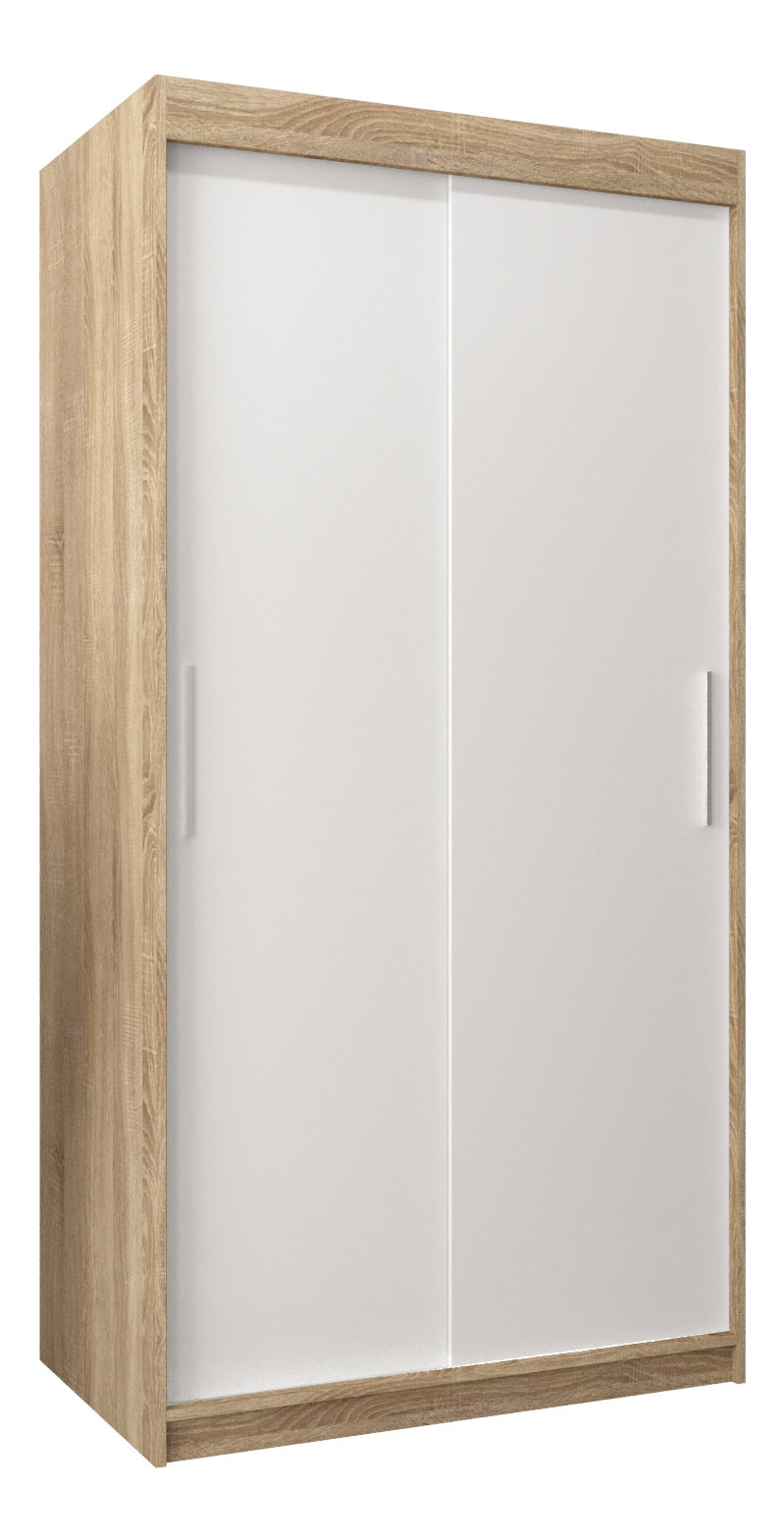 Šatní skříň 100 cm Toki (Dub sonoma + Bílá matná)