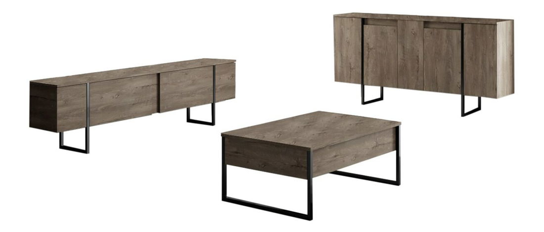 Sestava nábytku do obývacího pokoje Luna 1 (Ořech + Černá)