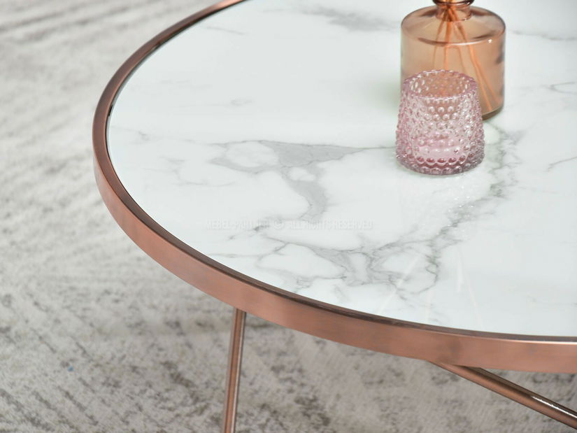 Konferenční stolek Armin Xl (bílý mramor + měděná)