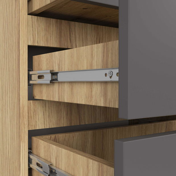 Komoda Cleania CL3 (dub artisan + šedá)